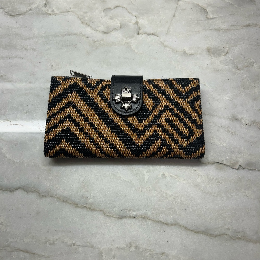 Patricia Nash Black and Tan Patterned Wallet